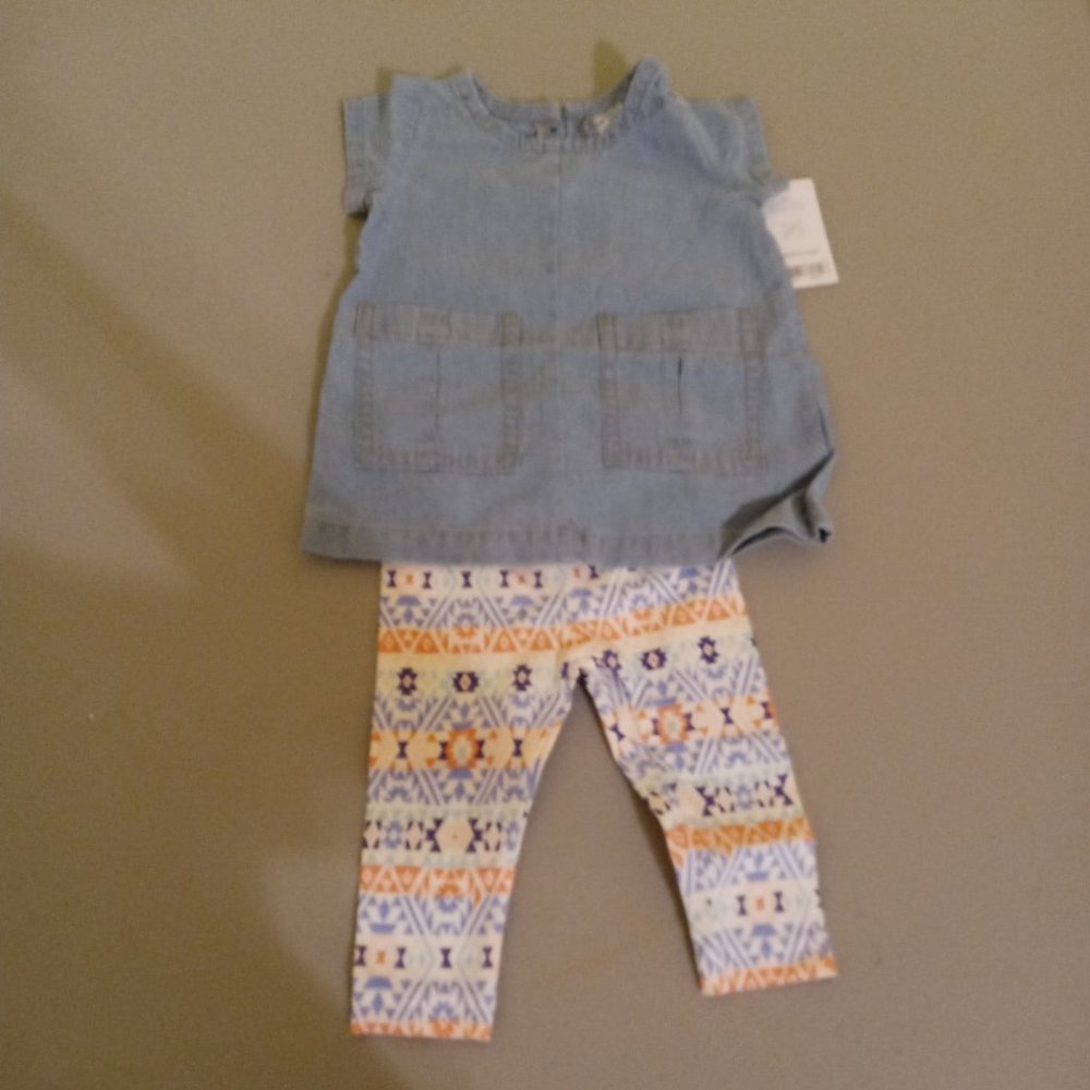 Carter's Baby Girl's Two-Piece Outfit (Denim Top & Pattern Bottoms) 3-Mo…